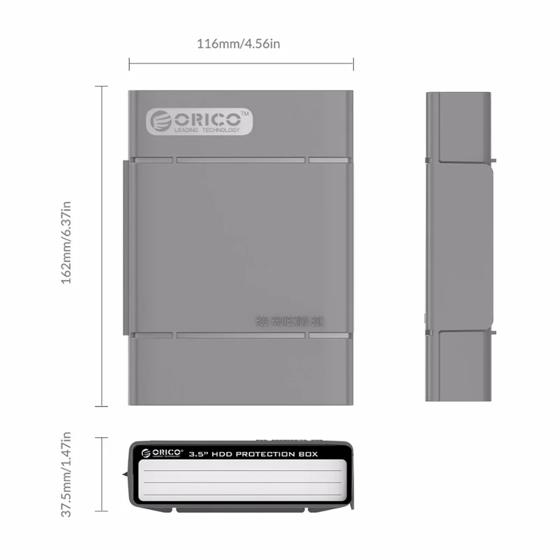 ORICO 3,5 "Caixa de proteção de disco rígido portátil Caso de armazenamento externo de disco rígido com estojo de disco rígido à prova d'água e à prova de choque