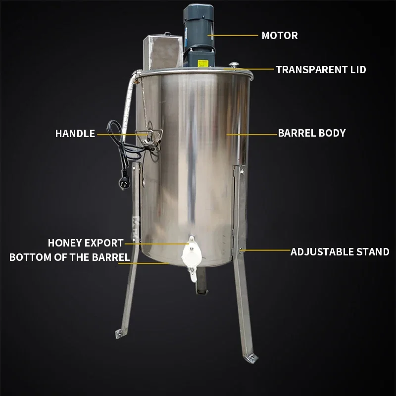 Agitateur à miel électrique en acier inoxydable, séparateur de miel, collection de miel, outils d'apiculture, 2 cadres, 3 cadres, E27