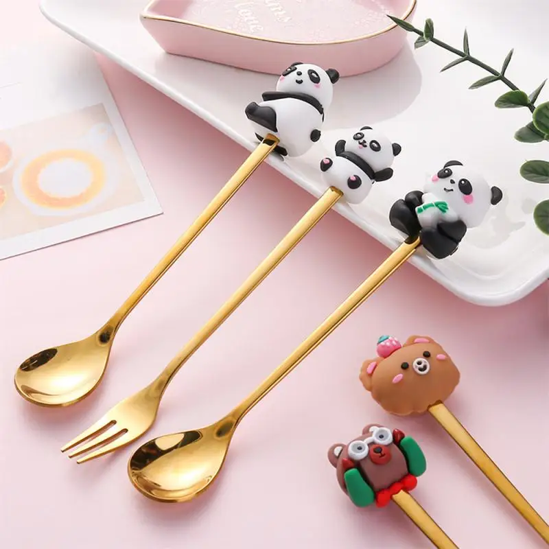 Coffee Spoon Tableware Fruit Dessert Fork Milk Ice Cream Spoons Lovely Spoon Animal Spoon Stainless Steel Bar Tool Creative