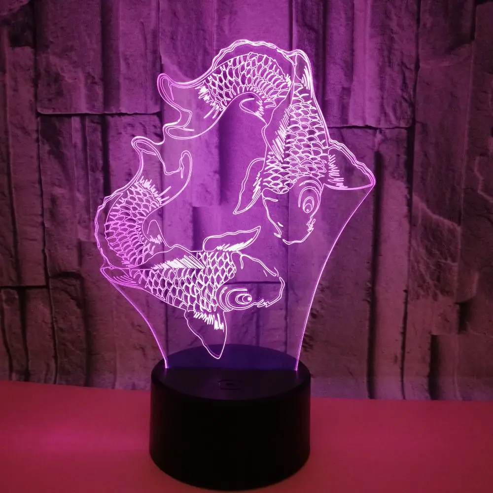 New Fish Color 3d Night Light Led Acrylic 3d Illusion Light Touch Remote Control Creative Visual Usb Night Lamp