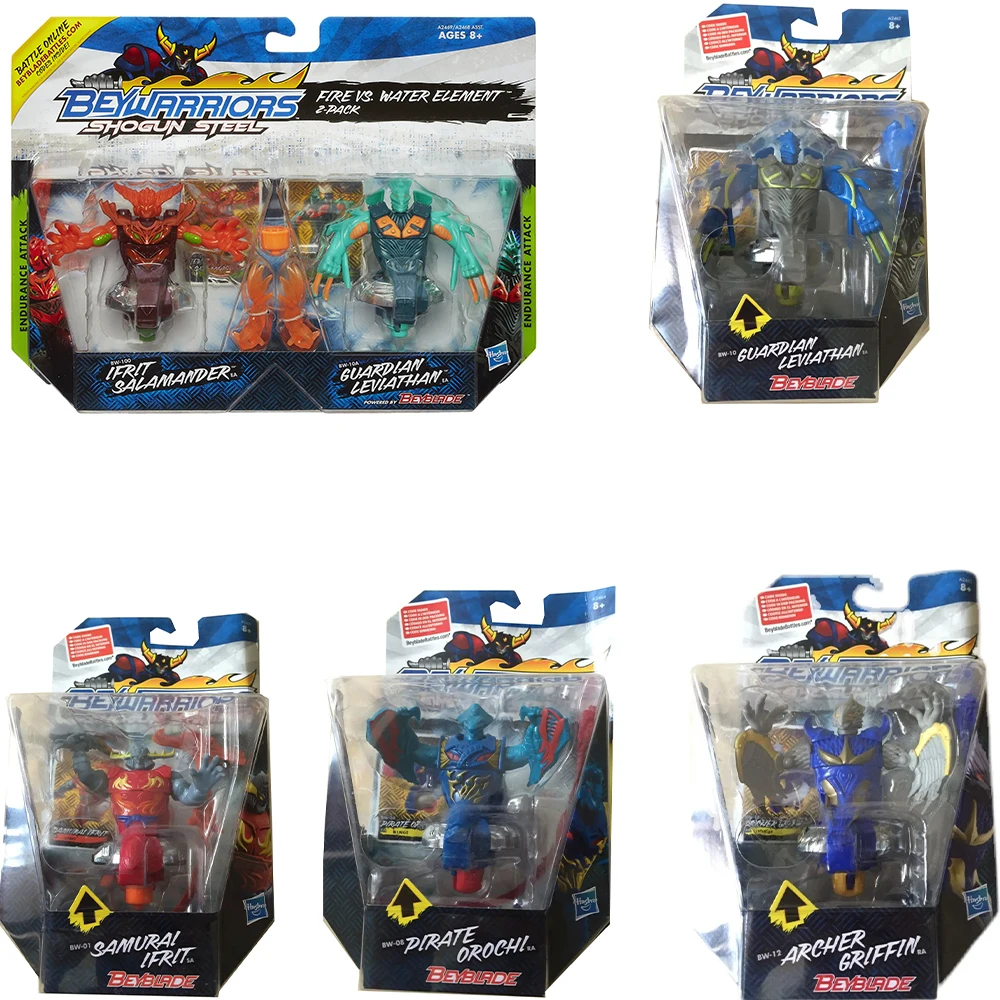 Beyblade Shogun Steel BeyWarriors Fire vs Water Element 2-Pack Archer Griffin Samurai Ifrit Battler Pirate Orochi Children Toy