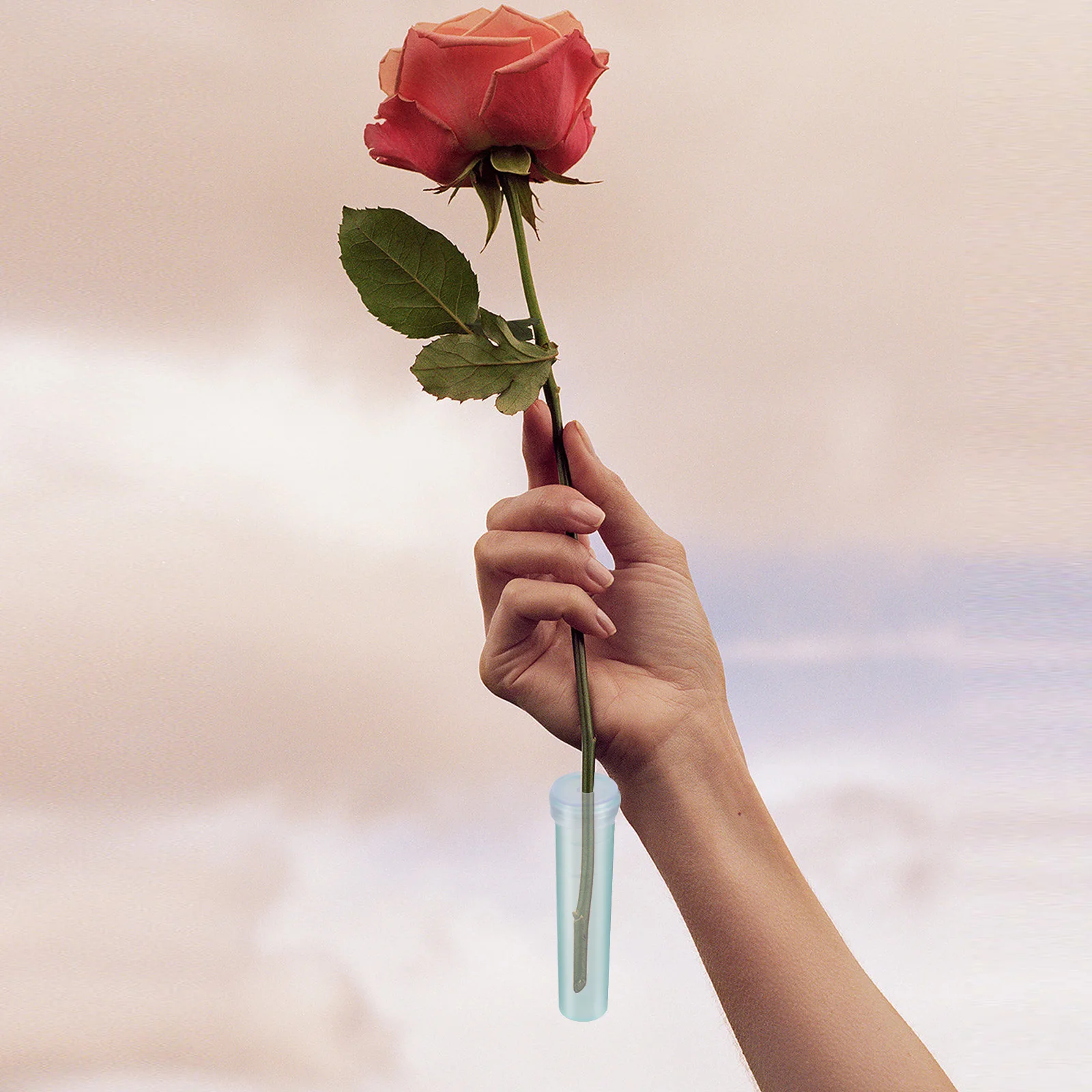 

100pcs Flower Tubes Plastic Reusable Test Tube For Flower Arrangement Water Container Silicone Cap Floral Supplies Garden Tools