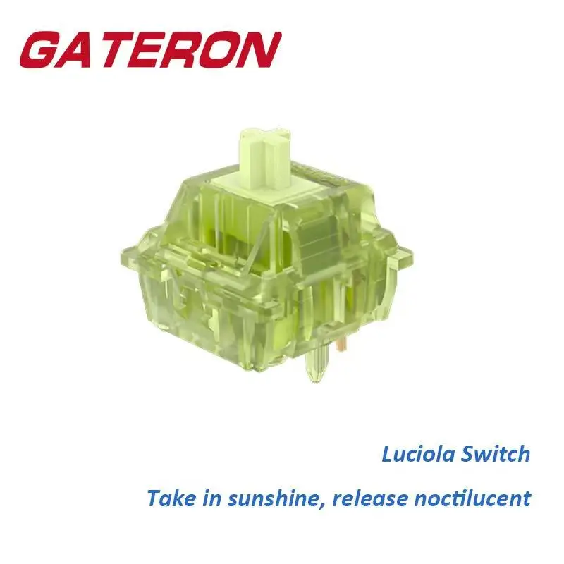 

GATERON Luciola Keyboard Switch 5 Pin Linear 55g RGB DIY Hotswap High Gloss Translucent Green Top Housing Glow In Dark