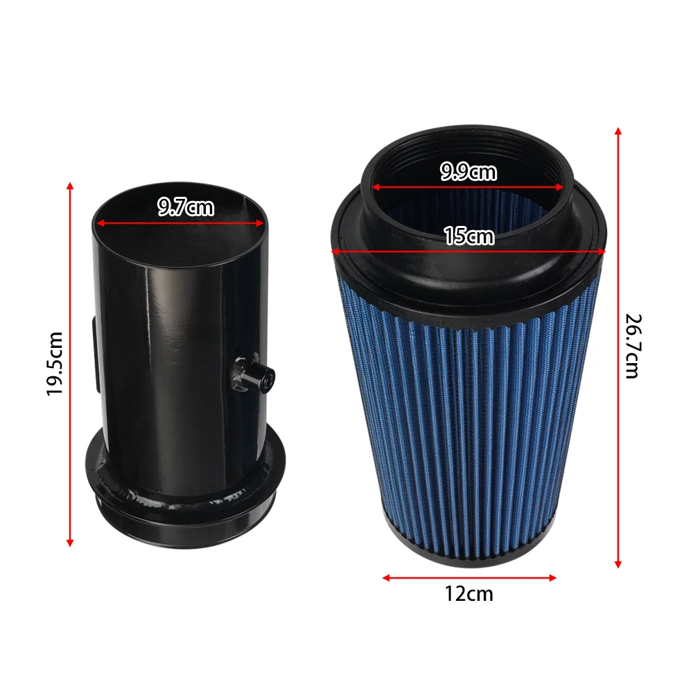 Kit in alluminio per sistema di aspirazione aria fredda per Ford F-250 F-350 F-450 08-10 6.4l con filtro dell'aria Powerstroke Diesel