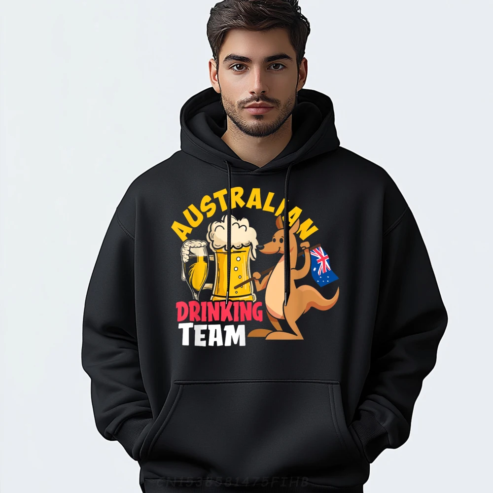 

Australian Drinking Beer Team Funny Hoodies Casual Long Sleeve Group Loose women's Hoodies Group Round Neck Printed Sweatshirt