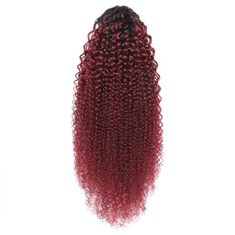 شعر بشري أفرو مجعد على شكل ذيل حصان 3C 4A مشبك ذيل T1B/4/27 # مشبك قابل للتعديل، لون طبيعي عالي الجودة، سهل الارتداء