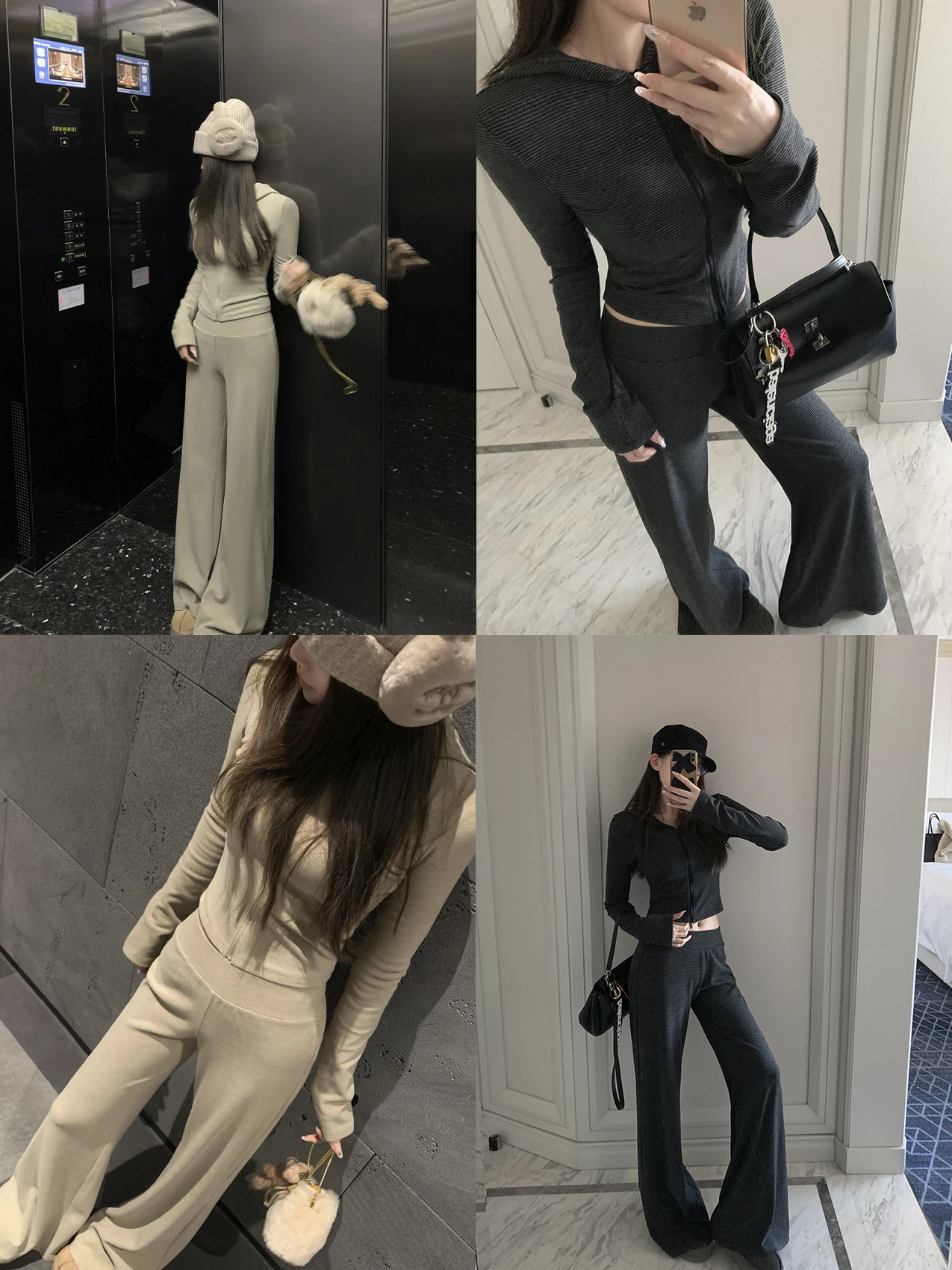 

Костюм женский Middletone Airport: повседневные брюки с высокой талией и широкими штанинами, укороченный жакет, комплект из двух предметов, смесь хлопка, полиэстера и спандекса