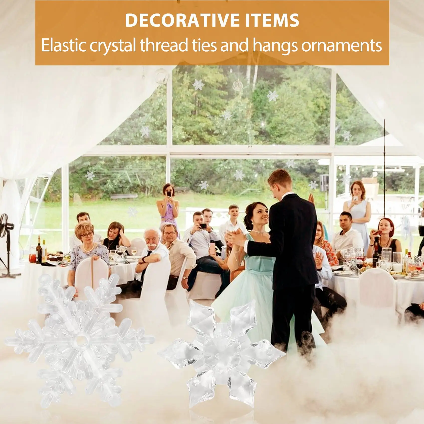 Crystal Snowflake Enfeites De Natal, árvore transparente Enfeites, Ano Novo, 40 pcs