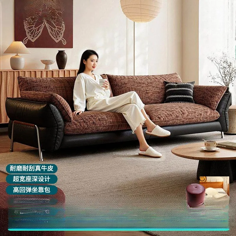 

Removable and washable Chenier Flowing Shadow Leather Cloth Sofa Grado Living Room Straight Row
