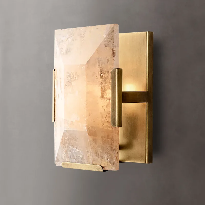Modern Marble Rhombus Shade Brass Luxury Night Reading Wall Mounted Sconce Lamps Hotel Villa Indoor