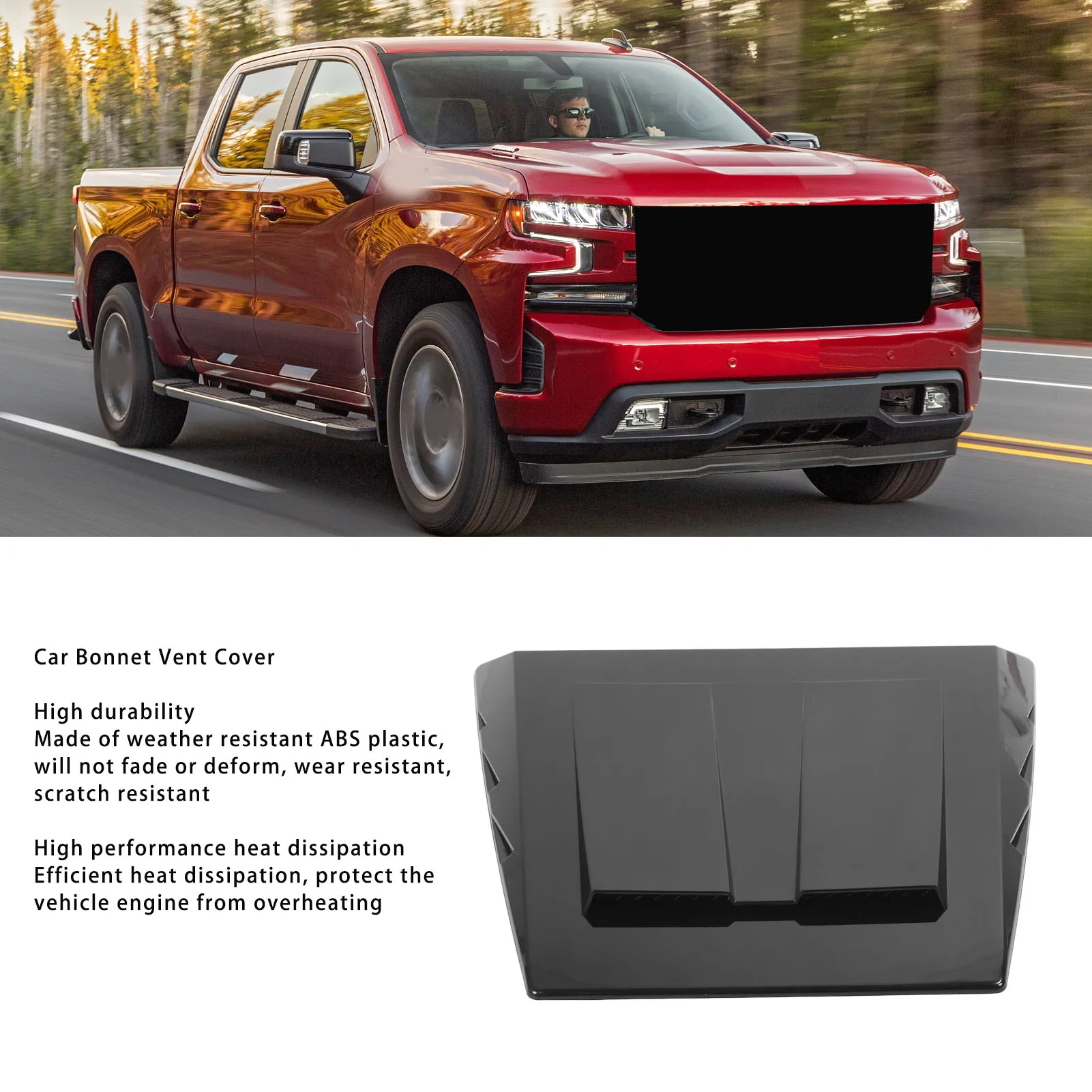 

Car Hood Vent Trim Fit Bonnet Vent Hood Air Cover Scratch Proof Decorative Weather Resistant for F-Series