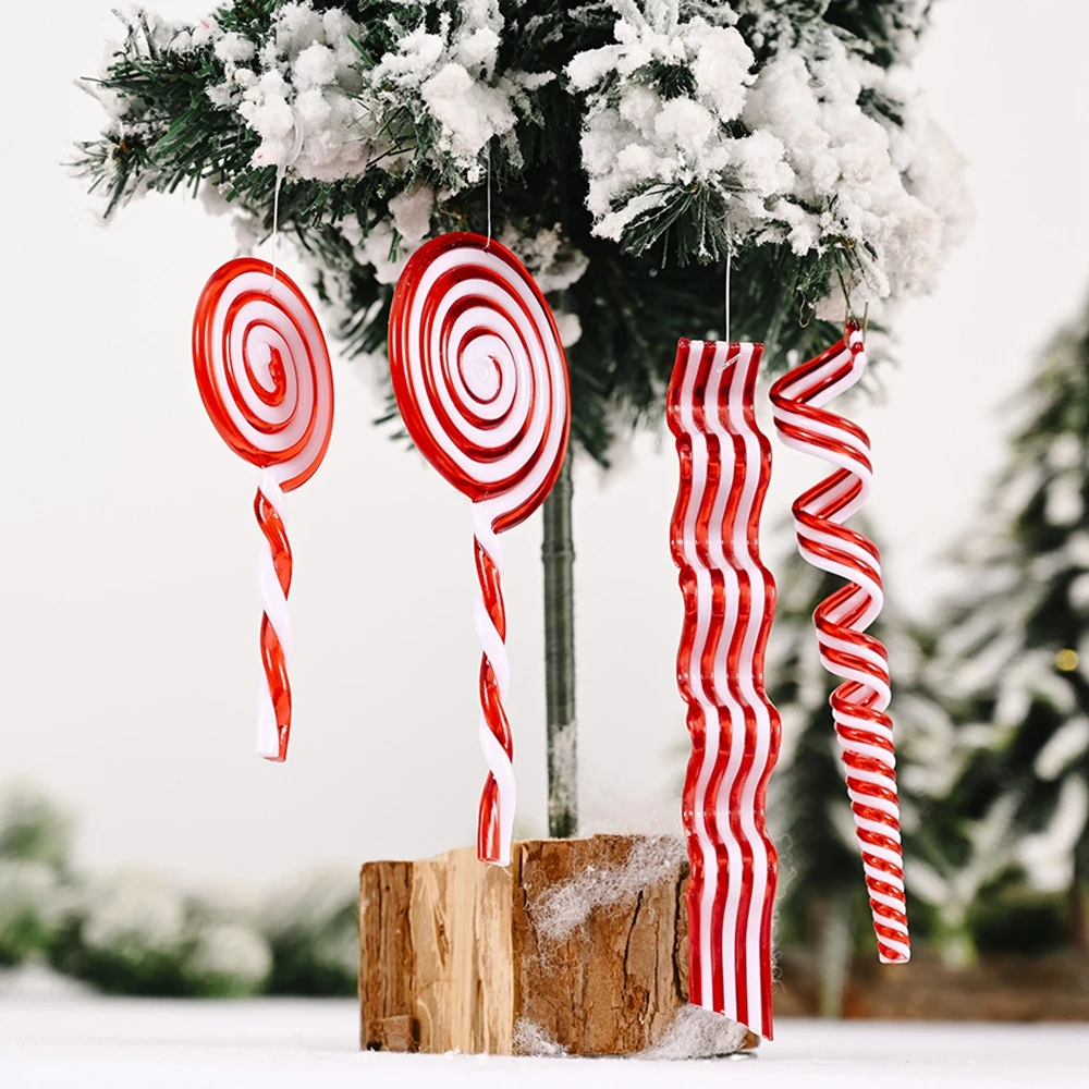 16PCS Christmas Candy Cane Without Lanyard Christmas Candy Hanging Ornament Peppermint Candy Themed Ornaments