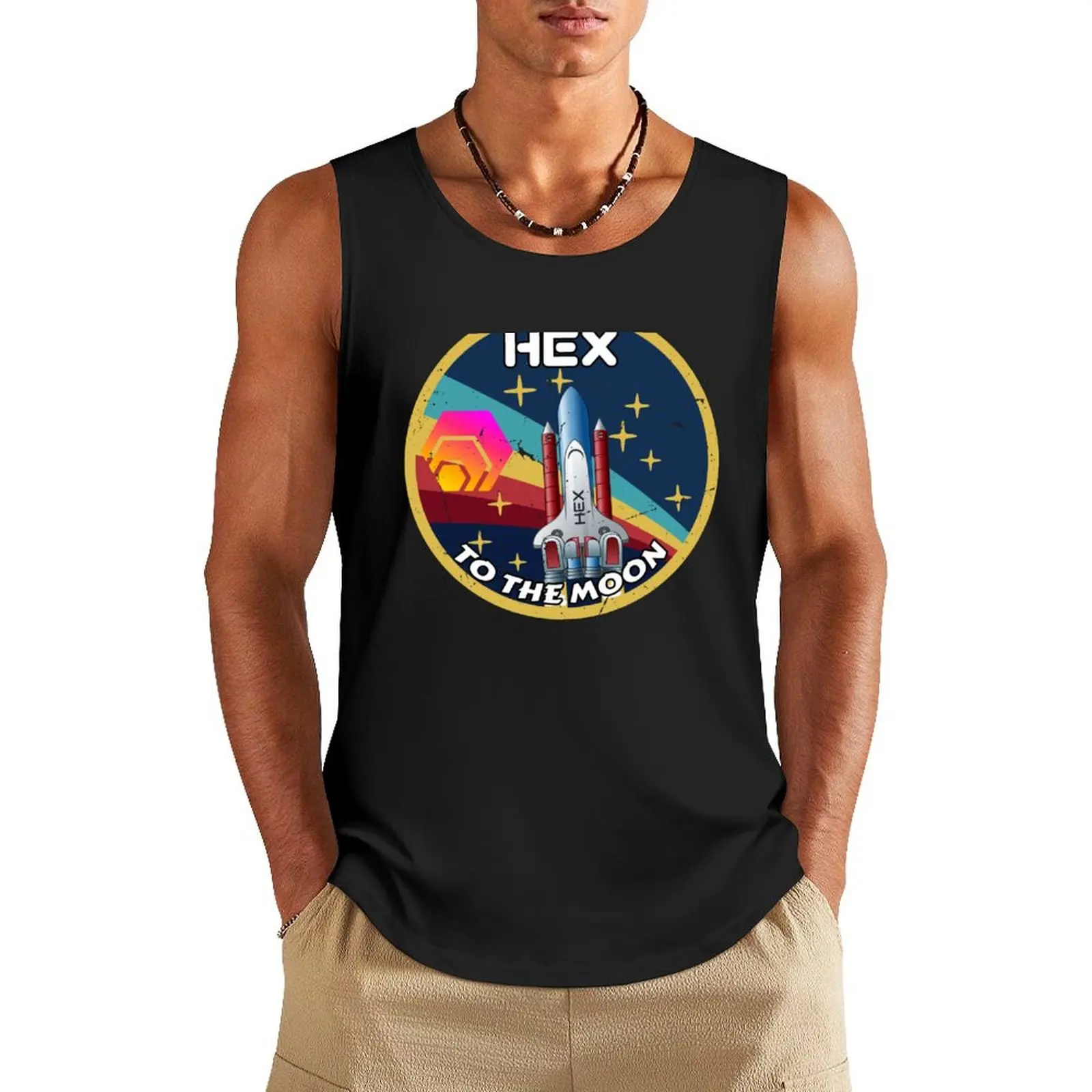 

HEX Cryptocurrency Space Badge Tank Top running shirt underwear bodybuilding for men gym t-shirts man