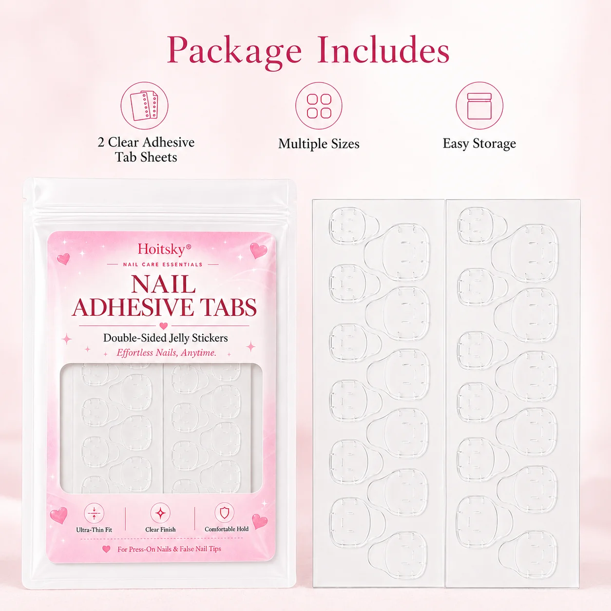 60PCS Nail Adhesive Tabs, Double-Sided Nail Tape, Transparent Nail Stickers For Press-On Nails And At-Home Styling
