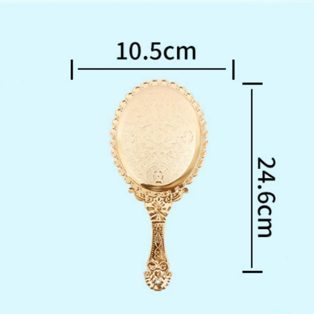 Espejo Vintage de estilo europeo, espejo de maquillaje redondo ovalado de mano, espejos elegantes para mujeres y niñas, accesorios de belleza
