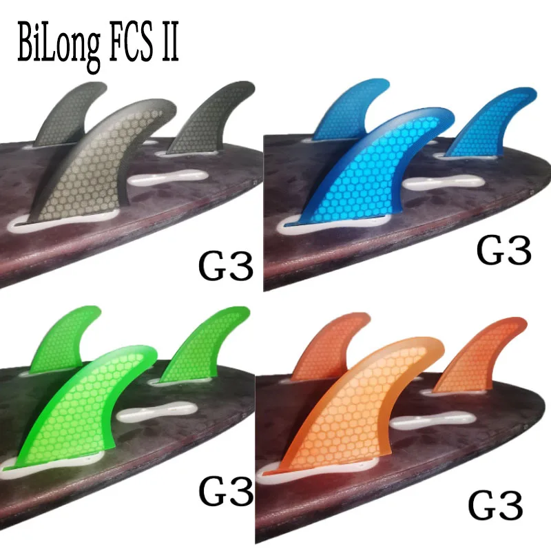 BiLong FCS II G3 Surfboard Thruster Tri Fin Fiberglass  Electric Quilhas Surf Weakness Wakeboard Windsurf Fins Skimboard Surfing