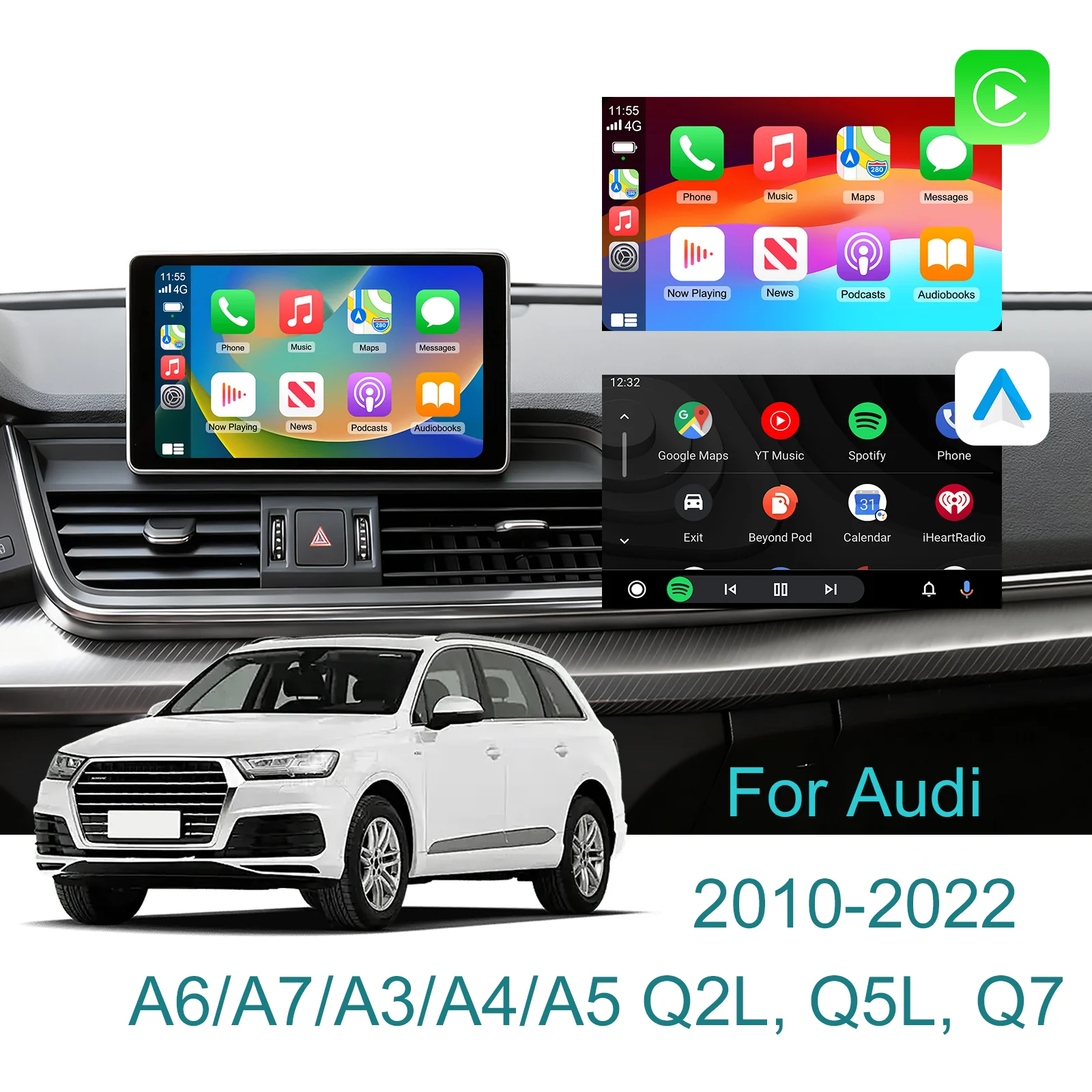 Ezonetronics OEM Screen Upgrade Decoder Box for Audi A6/A7/A3/A4/A5 Q2L, Q5L, Q7 2010-2022,  CarPlay & Android Auto Retrofit Kit