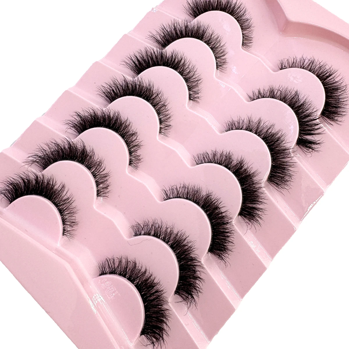 HBZGTLAD 7 paia Ciglia Cat Eye Ciglia lunghe naturali a fascia trasparente Ciglia con estremità alata Ciglia allungate Ciglia finte visone Trucco