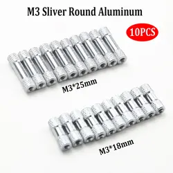 10pcs/lot M3 M3*18 M3*25mm Sliver Round Aluminum Standoff Column Rods Round Aluminum Spacer for Mark 4 5/6/7inch RC FPV Drone