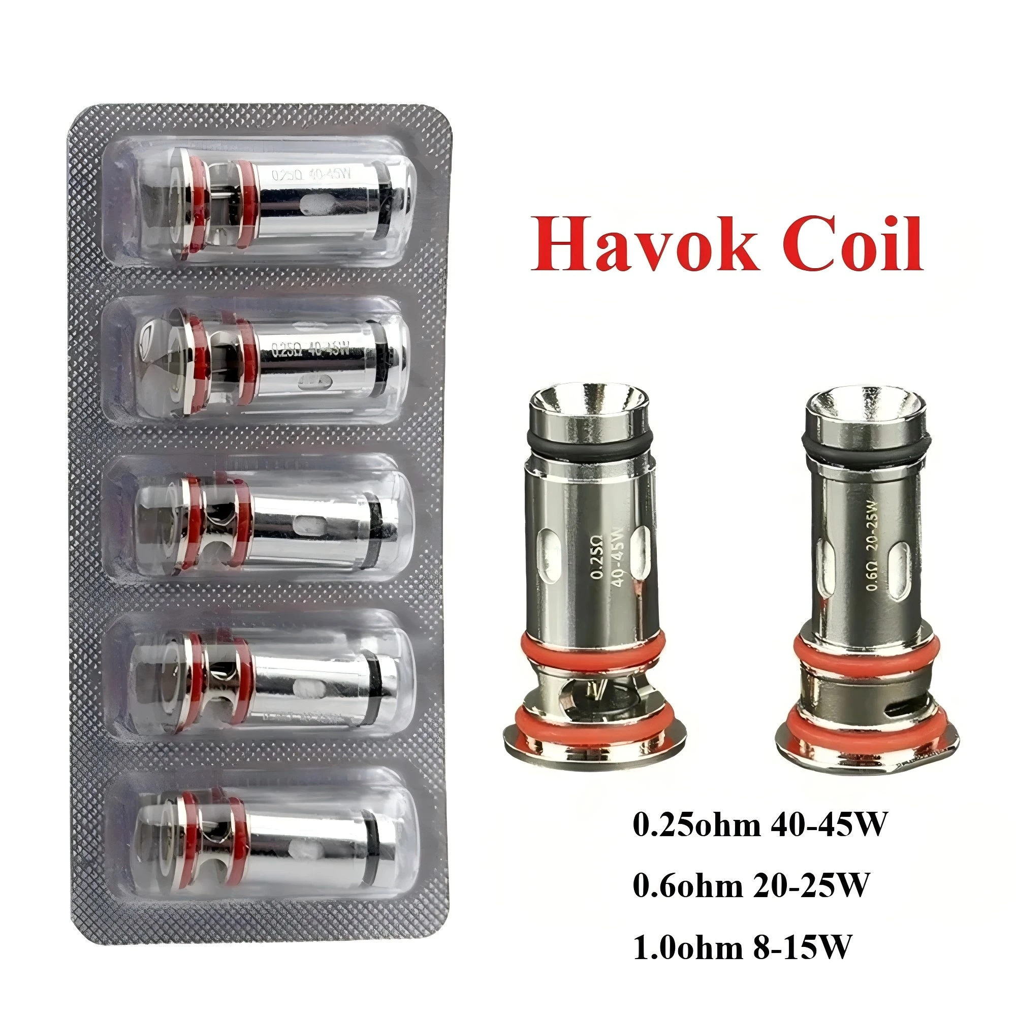 

5pcs/pack Havok V1 Coil 0.25ohm 0.6ohm 1.0ohm MTL RDL Coils Head for Havok V1 Pods Cartridge System Device