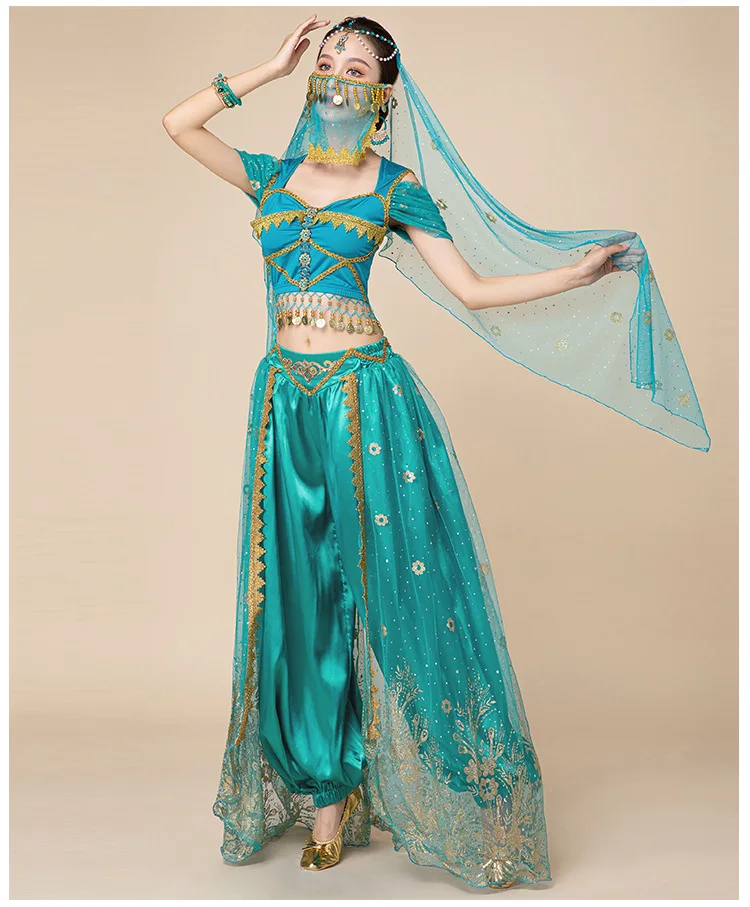 Lady Belly Dance Suit Oriental Indian Dance Outfit Set Women Training Suit Arabian Princess Jasmine Princess Bellydance Set