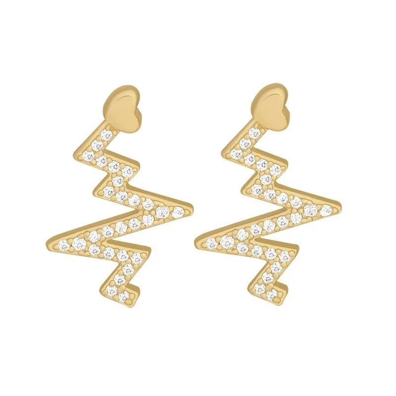 Statement 925 Sterling Silver Lightning Cubic Zircon Crystal Stud Earrings For Women Girls Anniversary Party Trendy Jewelry Gift
