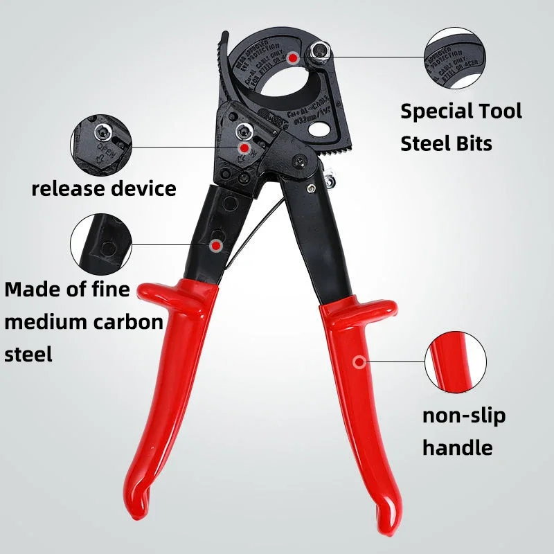 Imagem -02 - Heavy Duty Ratcheting Cabo Cortador Wire Cutting Hand Tool Multifuncional para 240 mm