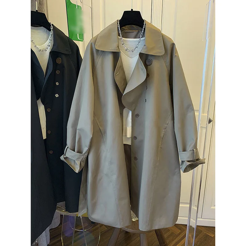 

Fashion Loose Long Sleeve Temperament Trench Coat Commuter Lapel Mid-length Clothes Party Women's Coat