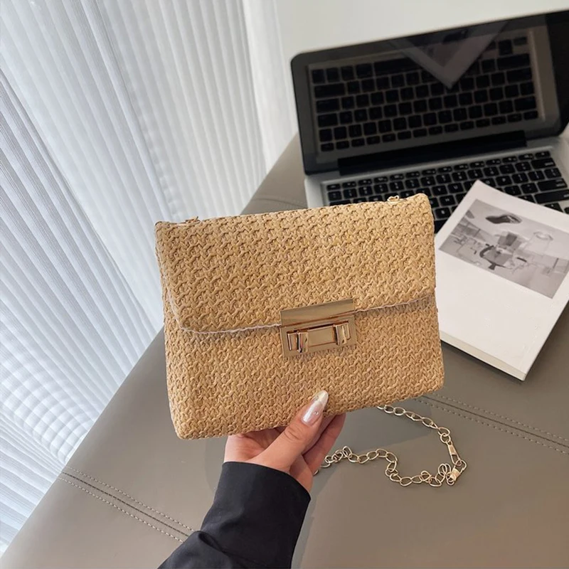 New Straw Shoulder Bag Woven High Capacity Crossbody Bag Handmade Beach Bag Women