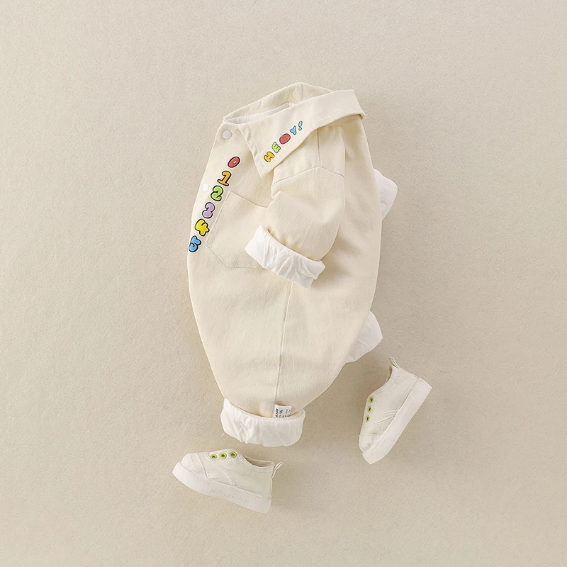 Sli Baby Boy Outfit Abiti autunnali Doppio strato Abito aderente Capispalla primaverile Tutina Pantaloni lunghi a vita alta Tessuto cinese