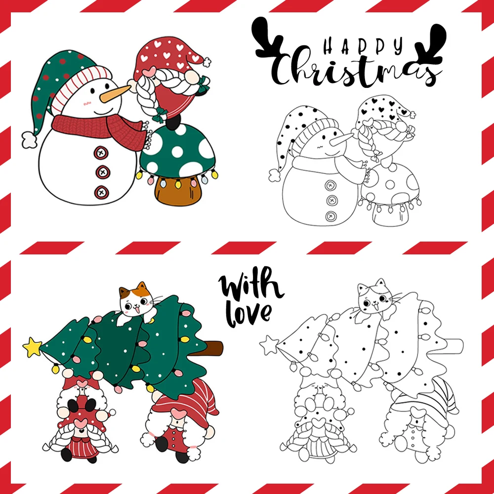 Christmas Gift Gnome Dwarf Holiday Card Clear Stamps For DIY Scrapbooking Decorative Card Making Crafts Fun Decoration Supplies