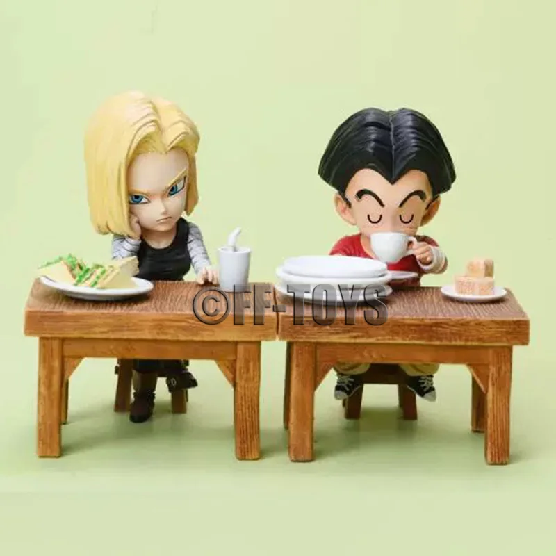 Dragon Ball Z Vegeta Figure Son Goku Son Gohan Kuririn Android 18 Eating 8cm Pvc Action Figures Collection Model Toys Gifts