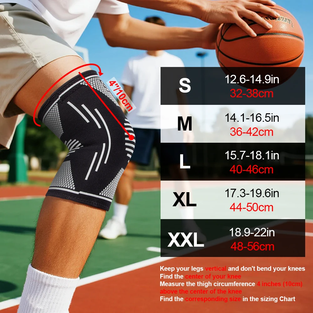 1/2PCS Unisex Knee Brace with Compression Sleeve, Joint Protection for ACL Arthritis Meniscus Tear, Relieve Knee Pain for Gym