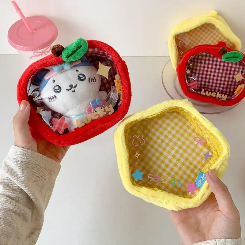 New 1 Piece Mini Storage Organizer Bag Apple Star Plush Itabag  Coin Purse Pouch Keychain Wallet Transparent Toy