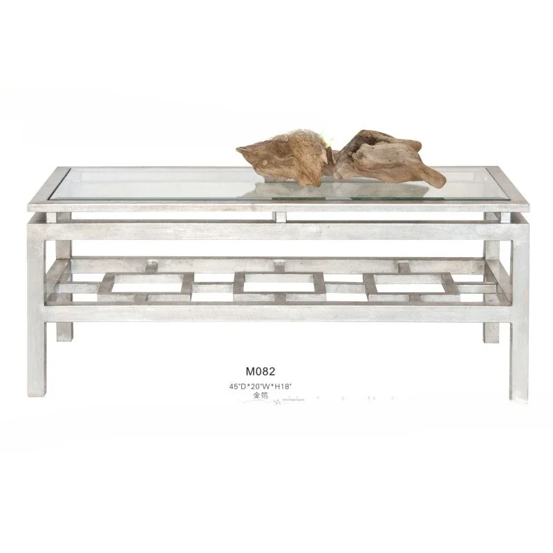 American light luxury retro wrought iron go ld f oil/silver foil coff ee ta ble/villa/model room/A merican furn iture