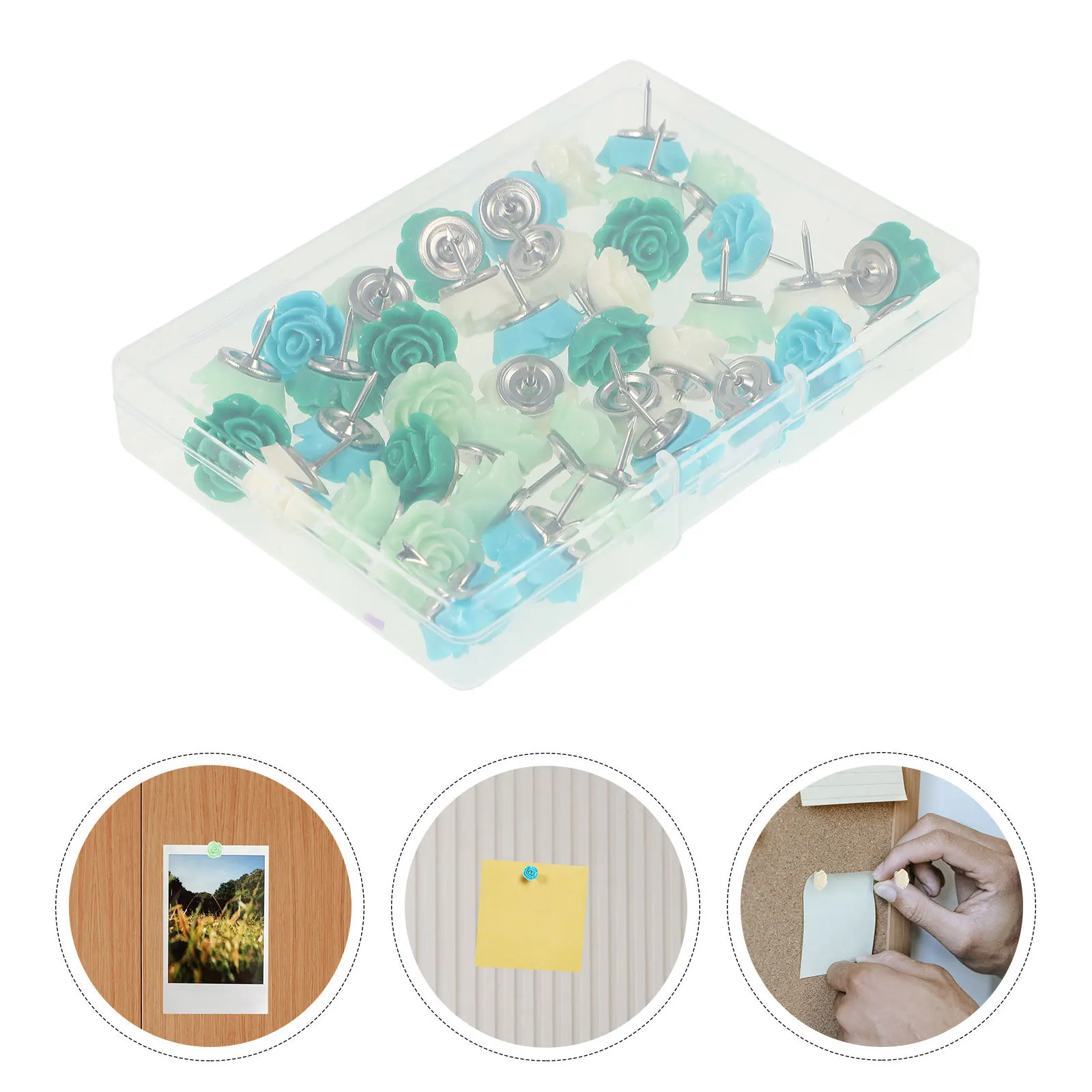 

40Pcs Flower Shaped Pushpins Bright Color Design Multi Function Thumb Tacks for Office Home Decor Map Marking Flower Push Pins