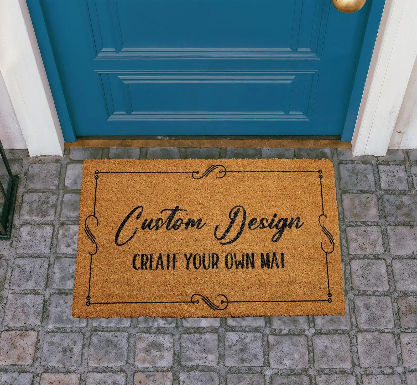 Create Your Own Welcome Mat Family Personalized Text Door Mat Custom Frame and Font Coir Mat Anti-slip Outdoor Entryway Doormat