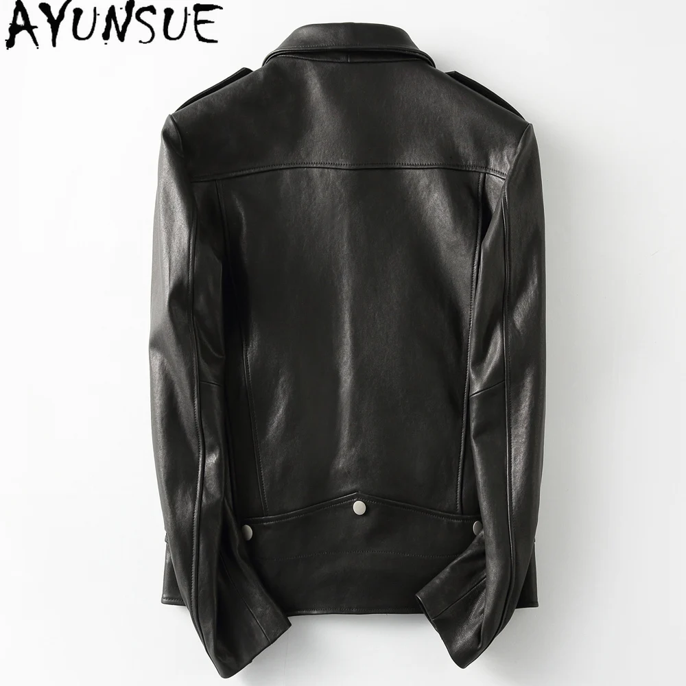 AYUNSUE Vegetable-tanned Leather Motorcycle Jacket Men Real Sheepskin Genuine Leather Jackets Man Outerwear Abrigos De Cuero