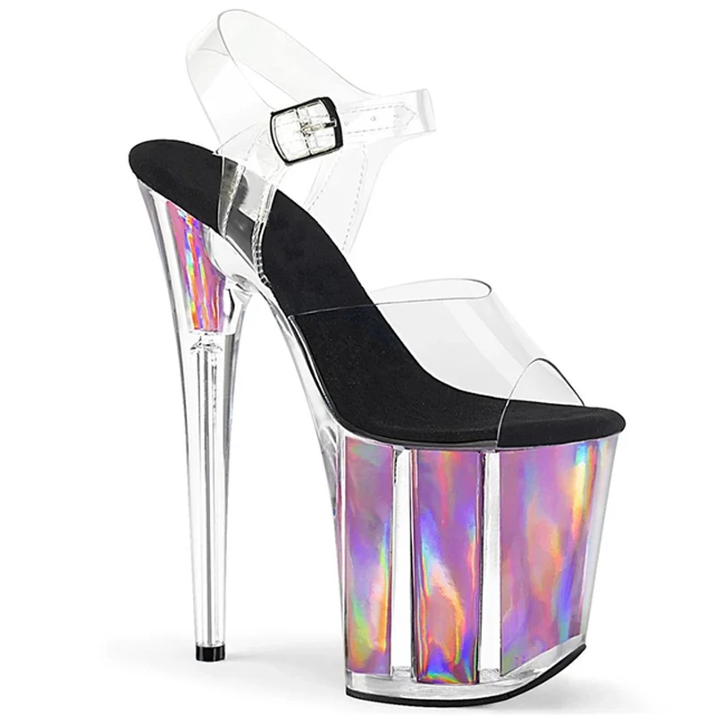 

Auman Ale 2025 Fashion Sexy Pole dancing Summer 20cm PVC Women Sandals Thin High Heels Sandals Slip-On Size 35-46