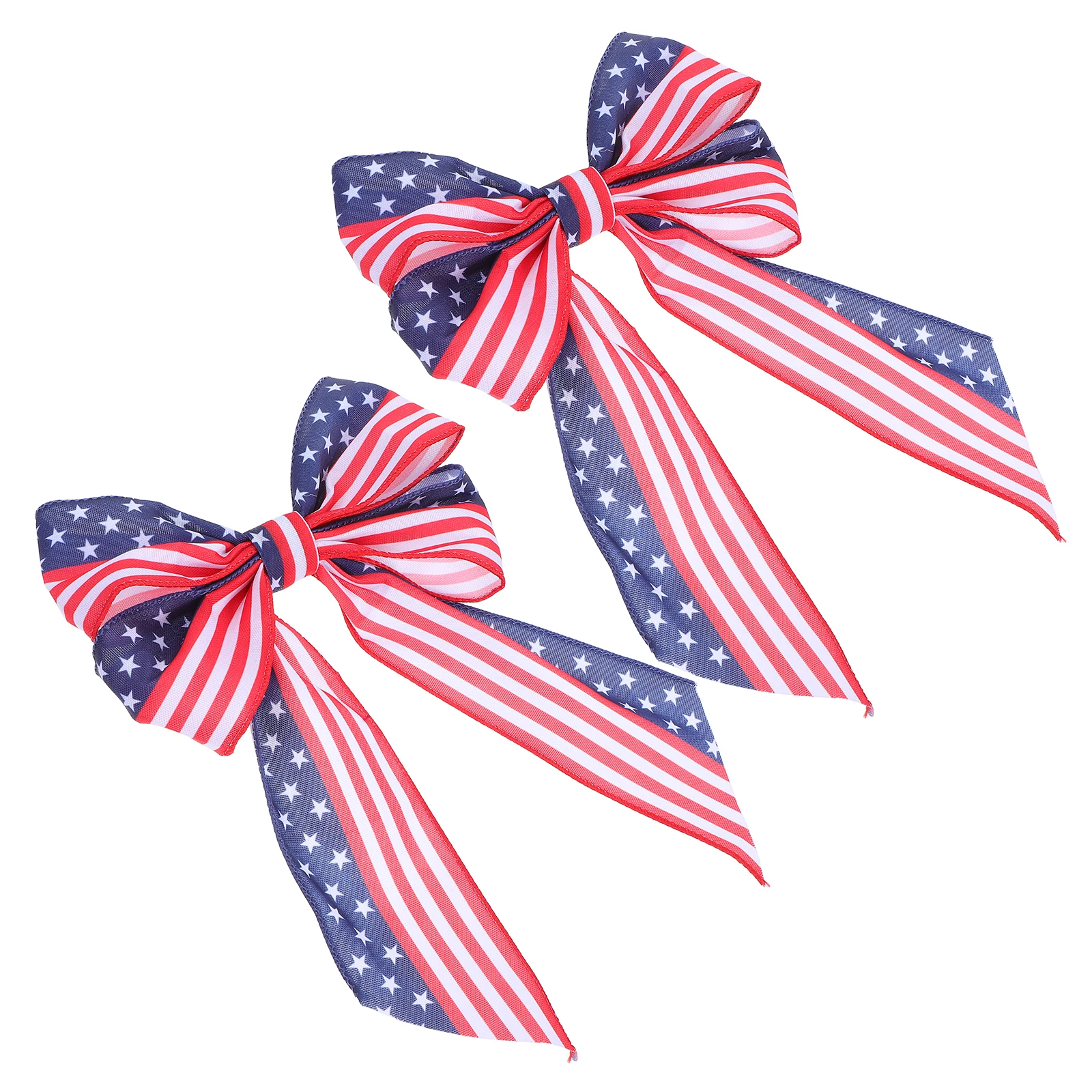 

2 Pcs Independence Day Bow Ornaments Cloth Decoration Delicate Big Patriotic American Flag Hanging Bows Festival Scene Pendant