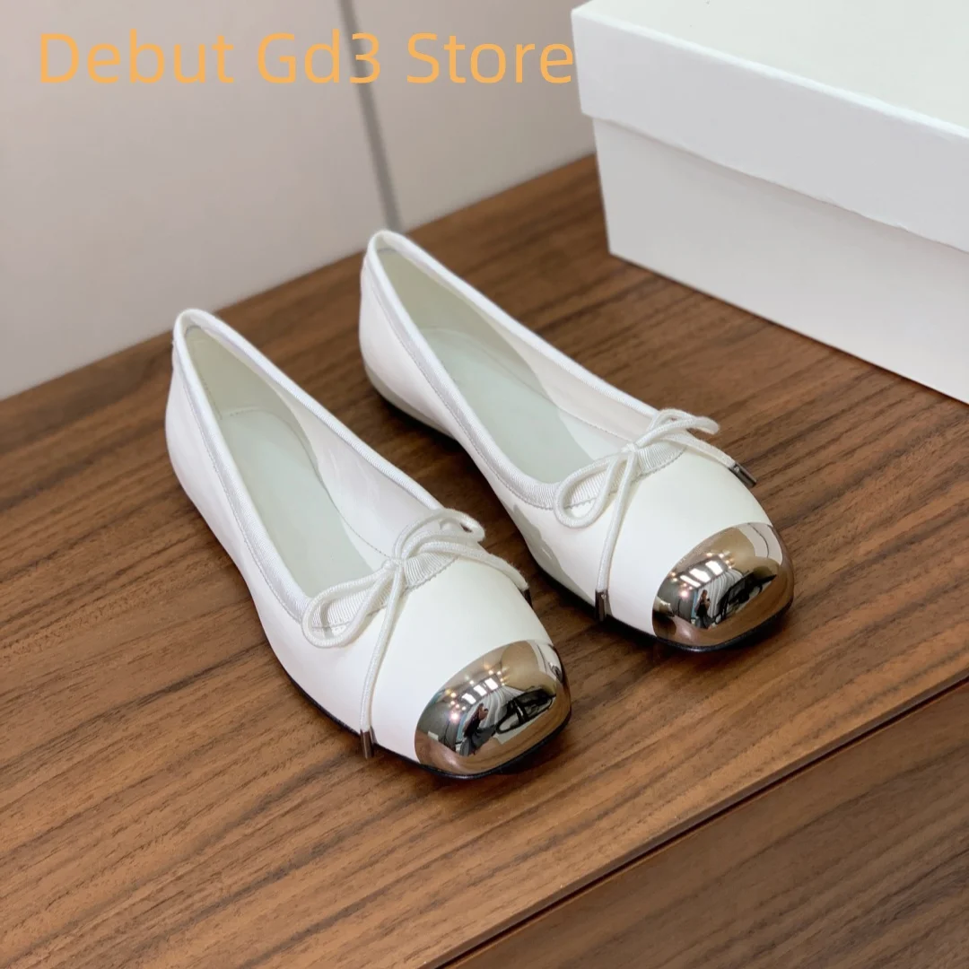 

2024 New Classic Square Head Splicing Bow Shallow Single Shoes, Fashionable Small Fragrant Flat Casual Shoes, Ballet Shoes