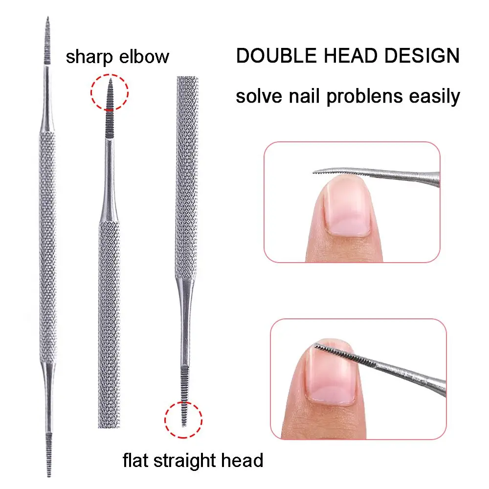 Steel Satin Edge Ingrown Toenail Lifter Remove Nail Dirt Toenail Cleaning Hook Toenail Files Manicure Pedicure Foot Care Tool