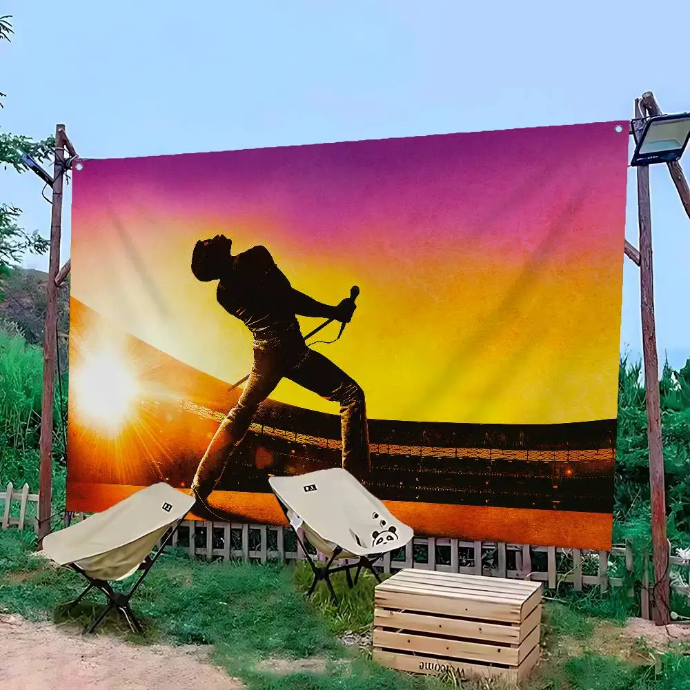 Freddie Mercury Rock Cartoon Flag Art Science Fiction Room Home Decor Wall Hanging Home Decor Banner
