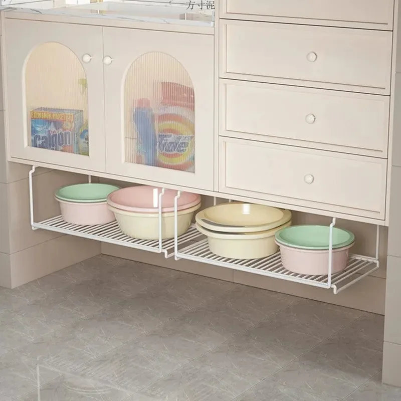 

under bathroom cabinet, toilet rack, washbasin storage rack hanging at the bottom of sink