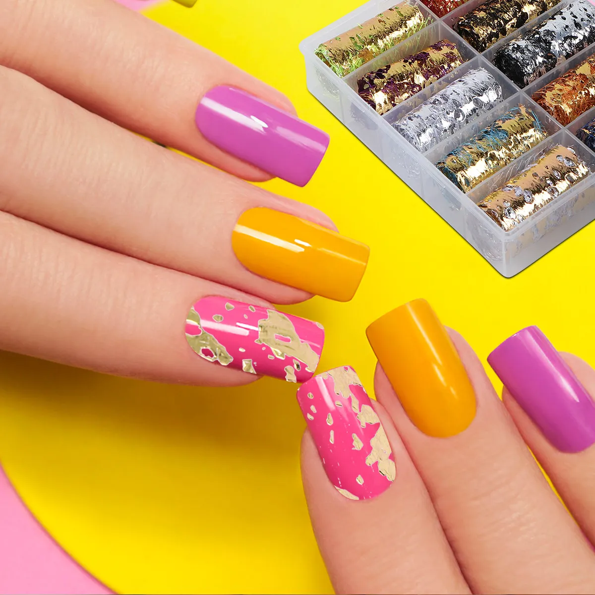 

Box Gold Silver Foil Mesh Gauze Nail Art Decor DIY Manicure Decoration Phototherapy Nail Supplies for Women Girls