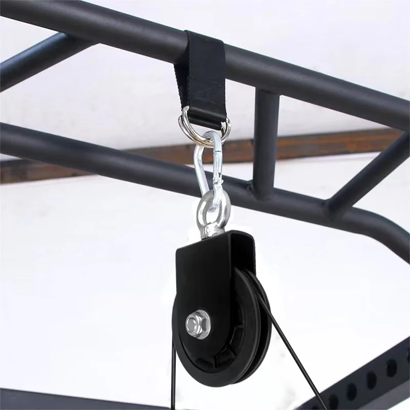 360 Degree Rotation Silent Nylon Gym Cable Pulley with Hanging Straps and Carabiner LAT Pulley System DIY Attachment Accessories