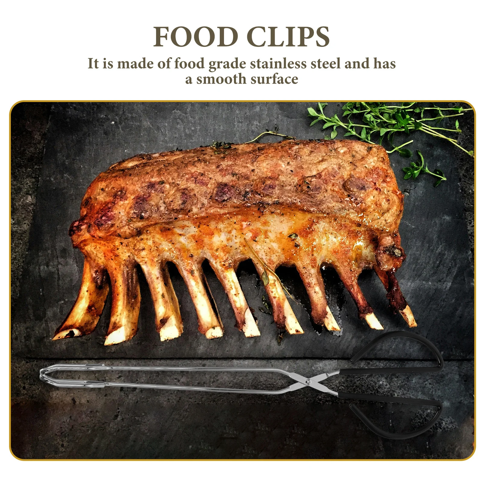 

2Pcs Multipurpose Food Clips Stainless Steel Heat Resistant Bbq Bread Tongs Steak Turner Grill Clips Bread Tongs