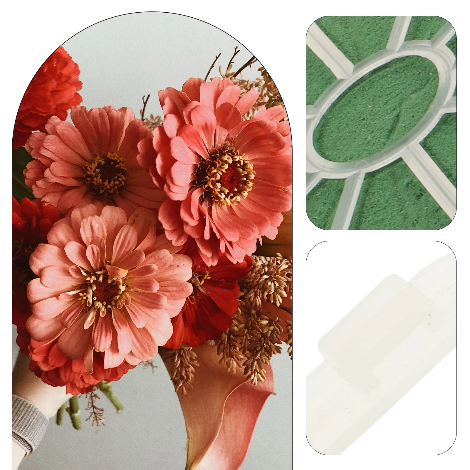 

2pcs Flower Bouquet Holder Bridal Floral Handle Wedding Bouquet Arrangement Support Diy Plastic Mud Handheld For Bride Wedding