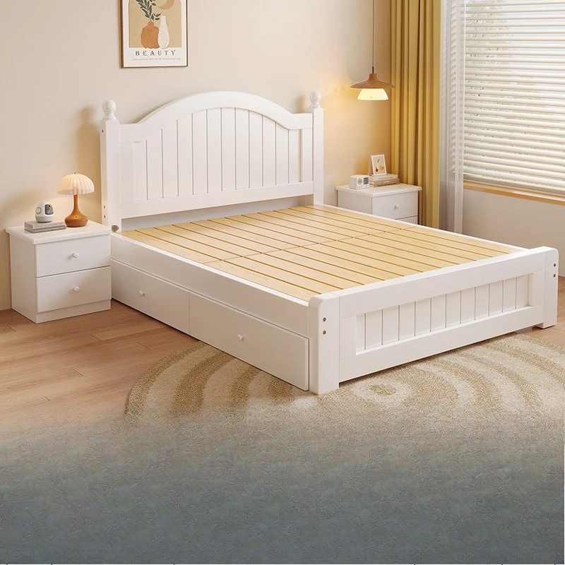 

All solid wood bed simple modern 1.5 meters double master bedroom rental room home e****my