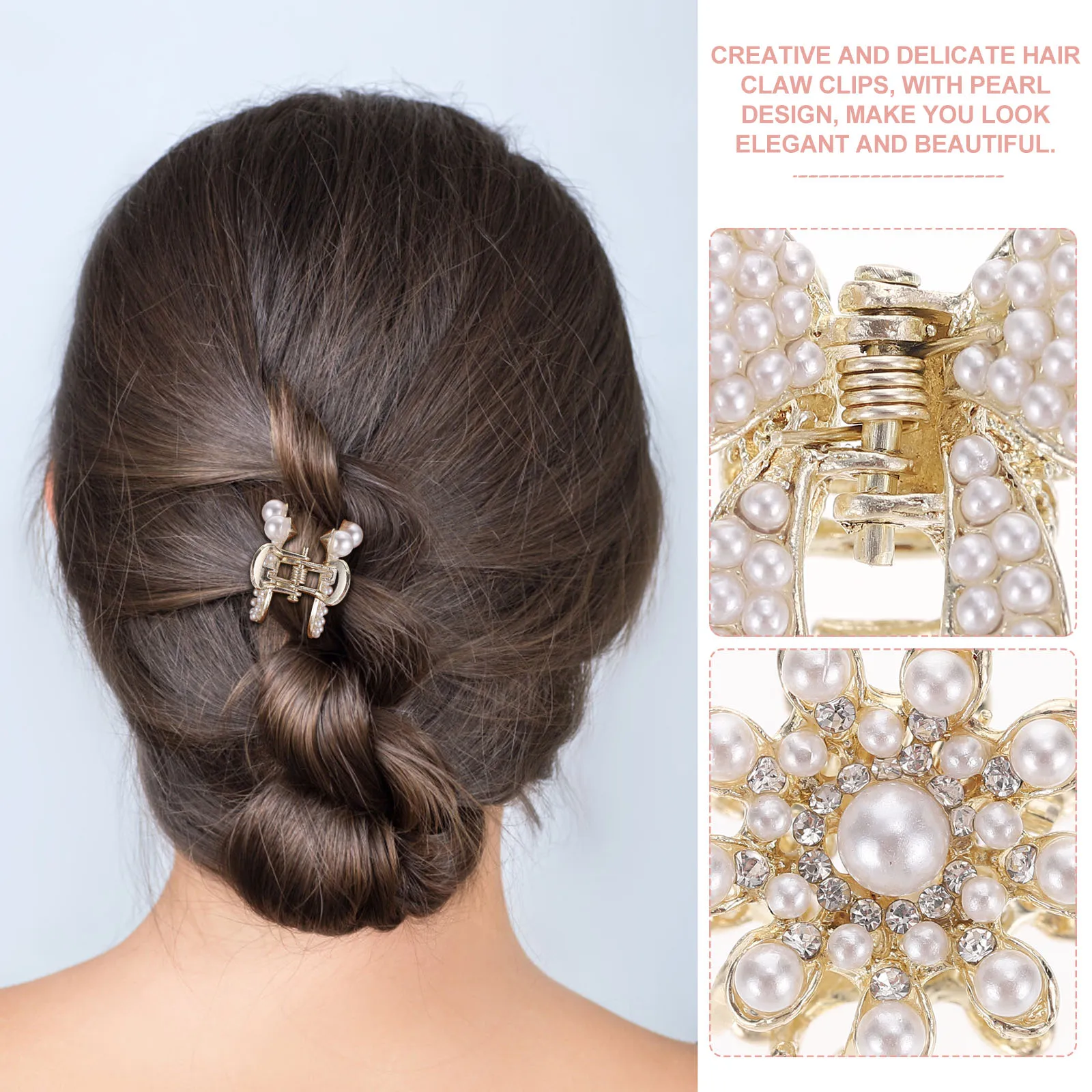 

4pcs Pearl Clips Small Rhinestone Jaw Clamps Styling Accessories For Women Accessory Wear Hair Tools